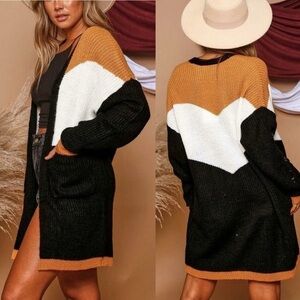 Dreamers Colorblock Long Cardigan, Sz S/M